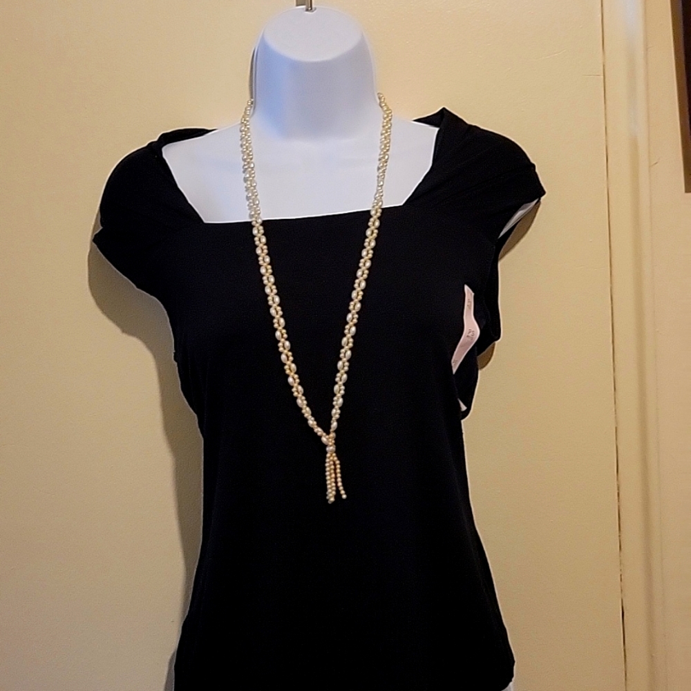 New with tags, Banana Republic brand black, petiteS size, women stretch blouse.